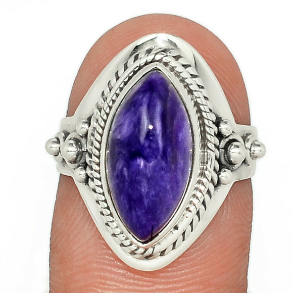 Jewelry - Natural Purple Charoite Ring size 7 Solid Silver